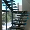 Stair. Steel plates central spine, glass and wood 2
